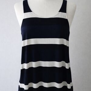 Ann Taylor Navy and Cream Striped Tank Top